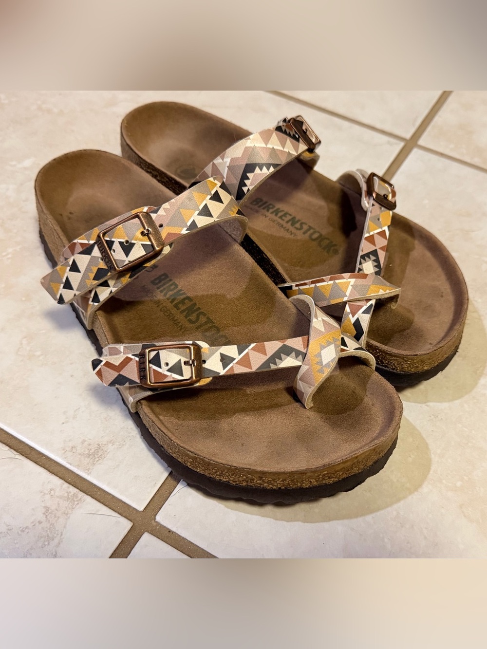 Women’s Birkenstock Mayari Birko-flor Vegan sandal Ethno Mocha size 6-6.5 36